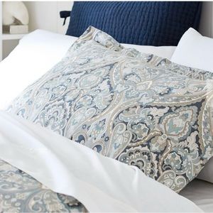 2 Pottery Barn Mckenna Blue Tan Paisley Pillow Shams